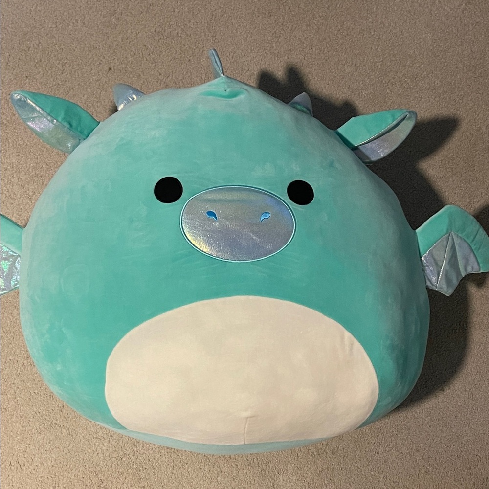 Squishmallows Teal and Silver Dragon Stuffed Animal